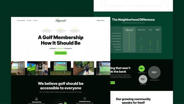 golf startup web design