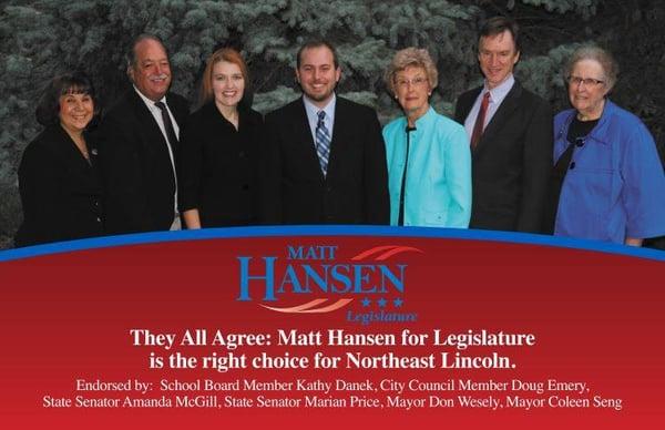 So proud of our son: Matt Hansen for Legislature