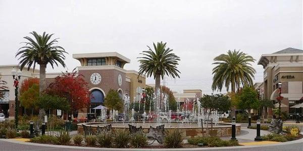 At the Roseville Fountains,Watch the water feature and listen to the music, its so amazing.