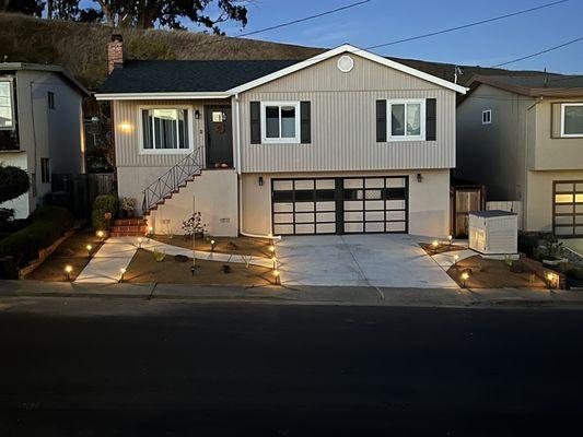 Night scene with solar lights