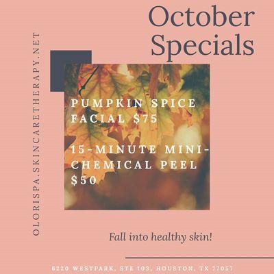 October Specials! Book Today!