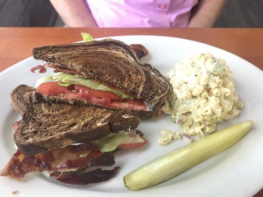 A gigantic BLT and delicious Mac salad