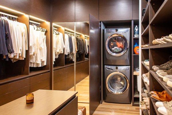 Custom closet with laundry storage