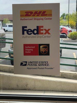 We are an authorized shipping center for UPS, FedEx, DHL and USPS.