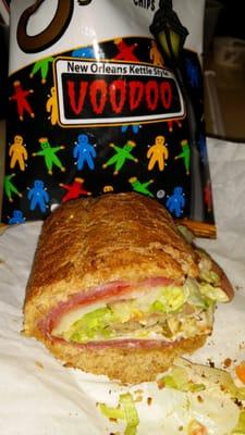 Italian sub with Zapp's Voodoo kettle chips.