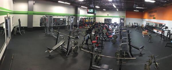 This is our "POWER" room, free weights, squat racks, and more free weights.