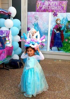 Queen Elsa enjoying her Frozen birthday bash.