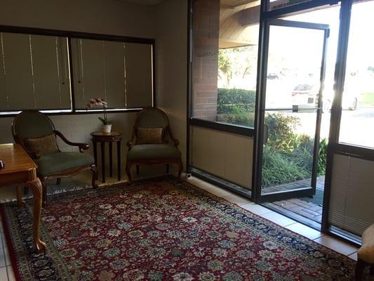 Reception area with a view of the 101 freeway.