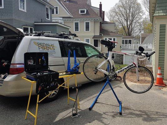 One site home service with one of Pedalin' Fools service vehicles.