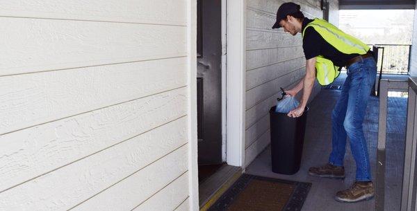 Valet trash service for apartment buildings.