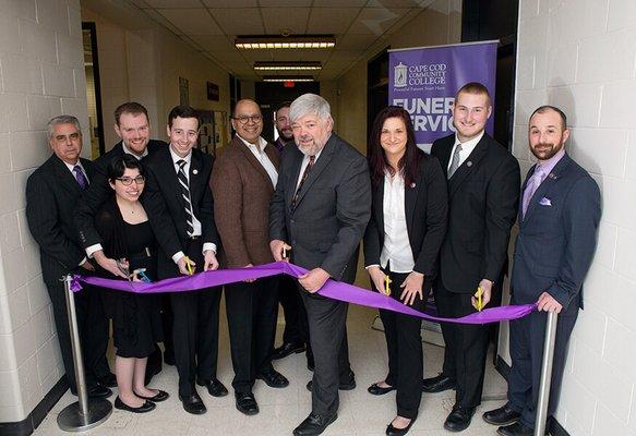 Ribbon cutting at Bridgewater State University to open the Funeral Service Suite