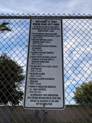 Park rules and regulations