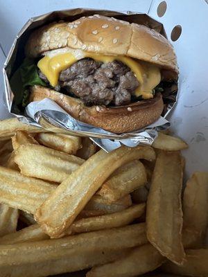 Build Me Up Burger and wavy fries