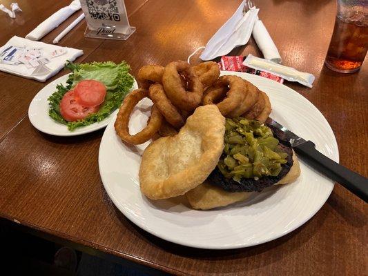 Navajo Green chili burger