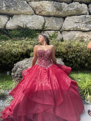 This red dress was breathtaking! The bottom part looked like rose petals.