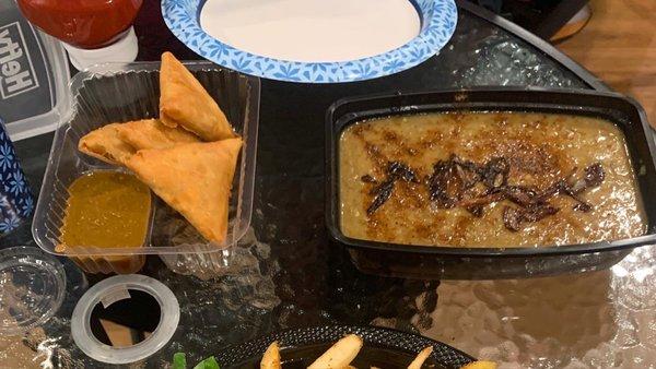 Beef samosa and Haleem Dish