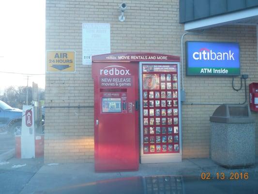 they have a Redbox to the left of the door as well as air pump on left side of building and Citibank ATM inside.