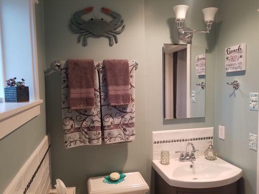 Freshly tiled bathroom, sparkling clean