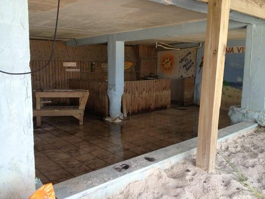 Could be nice tiki bar. Currently flooded... Boo