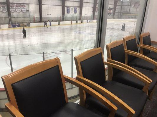 Waiting area, overlooking the rink.