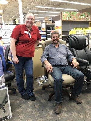 Melissa was a rockstar at assisting us with the purchase of an office chair that fit my husband just right. Much appreciated!!