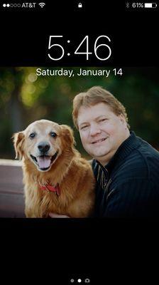 Steve and his golden retriever Sam