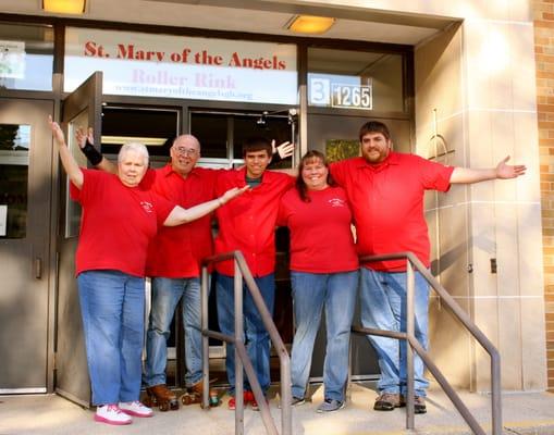 Roller Rink managers Steve and Holly Webster, their son, Andrew, and Holly's mom and step-dad, Kathy and Jim Lawniczak.