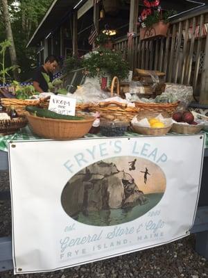 Fresh fruit and baked goods out here, busier since it's the 4th of July weekend!!