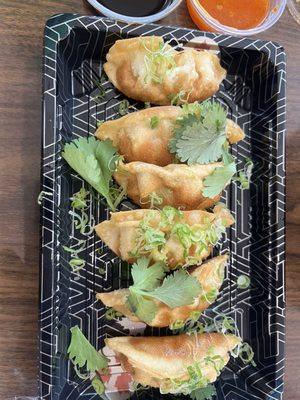 Crispy chicken gyoza