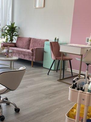 Waiting area and nail table