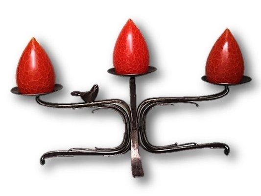 A blacksmith artist Lisa Elias creates elegant and functional candle holders and other metal utensils and fixtures.