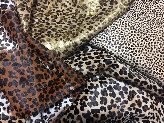 Leopard Stenciled and Acid Washed Cowhides