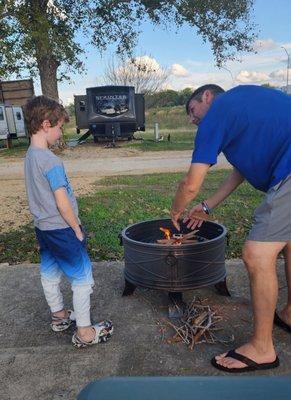 Making smores with the fire pit they let us use at no charge