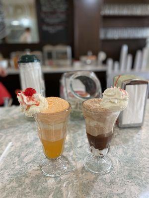 Orange ice cream soda, blackberry ice cream soda