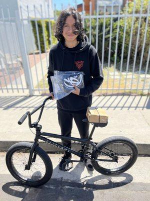 Customer pumped to have his first BMX Bike assembled and delivered to his front gate