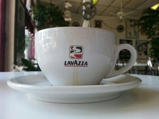 Nice, strong Italian LAVAZZA COFFEE with a nutty aftertaste at Ritz Cafe in Thomaston, Georgia.