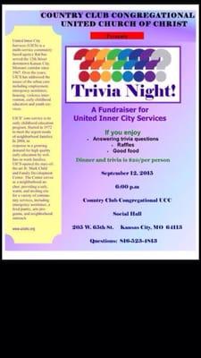 Trivia Night! Saturday, September 12, 2015. Come have fun for a great cause!