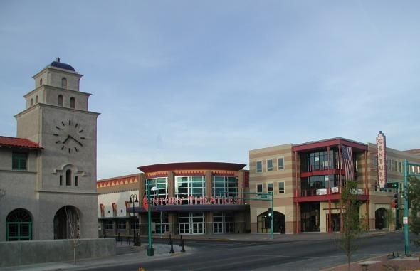 Very nice condos & Century Theater across the street from the Clock Tower.