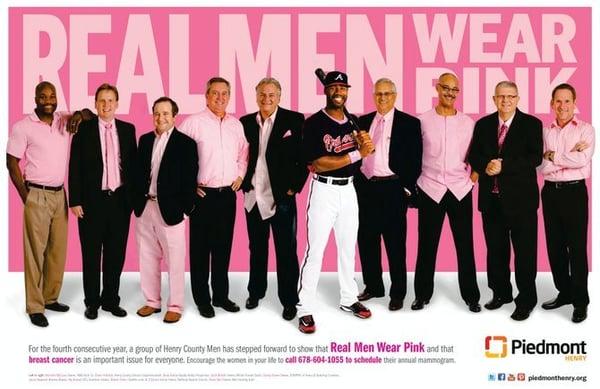 Morrelle participating in Piedmont Henry Hospital's Real Men Wear Pink campaign. http://goo.gl/0TyrC4