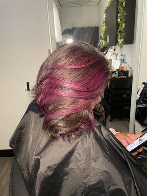 Custom balayage with vivid overlay