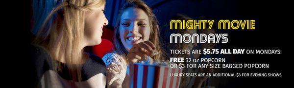 Come Enjoy The  #MightyMovieMonday Specials at Cranberry Cinemas!