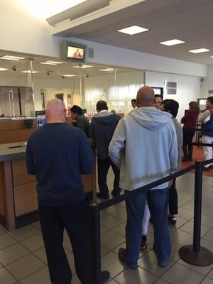 1 teller on 12/21/2015 with 20 people in line again. Everyone was complaining. Where's the customer service these days?