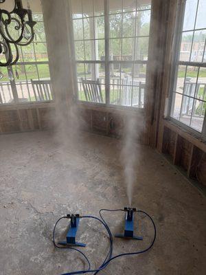 Mold Sanitization of a severely water damaged home in Needvlle, TX.