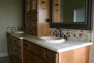 Edge: 3cm Ogee
 
 Stone: Breccia Domascata (marble)
 
 Sink:  Self Rimming Stone