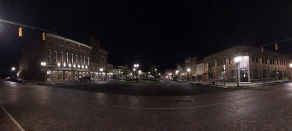 Historic Public Square in Nelsonville, Ohio, with Stuart's Opera House on the far left.