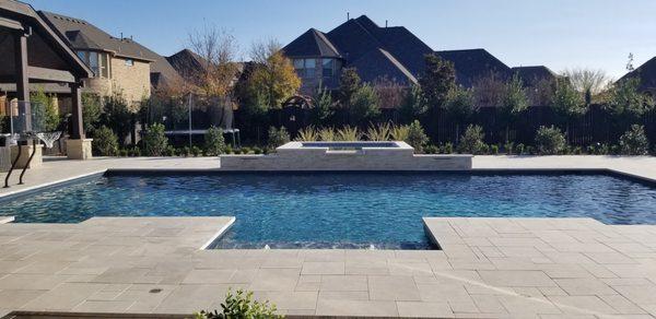 Large family pool with volleyball area and diving area