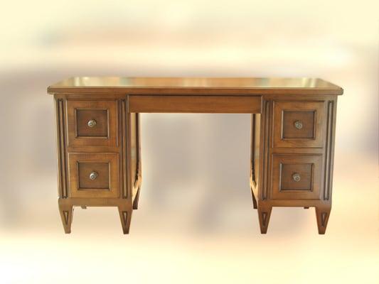 Maple pedestal desk with carved legs