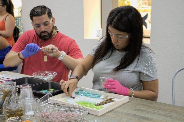 Crating artwork using glass recycled glass!