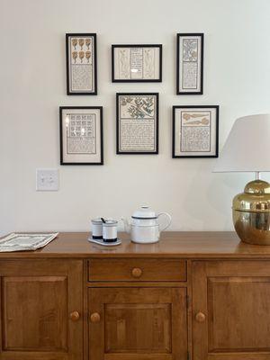 Beautiful recipes now framed and beautifully arranged in our customer's home.