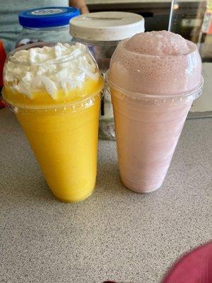 Mango and strawberry smoothies